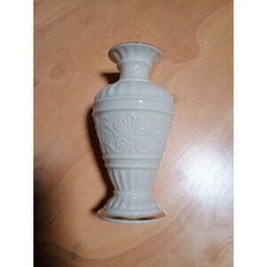 Vintage Lenox Vase Athenian Collection Embossed Floral Cream w/Gold Trim 7” Tall